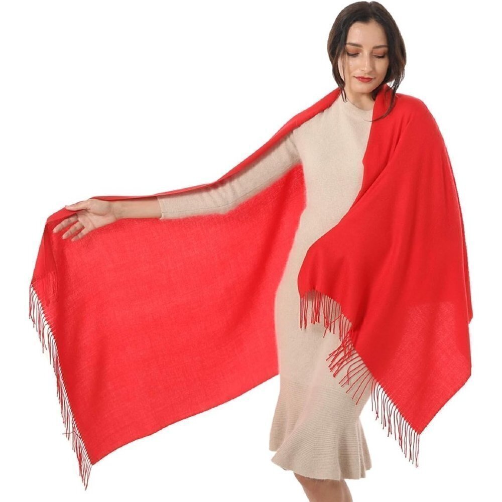 Women's Scarf Pashmina Shawls and Wraps Winter Warm Soft Silky Scarves -Red